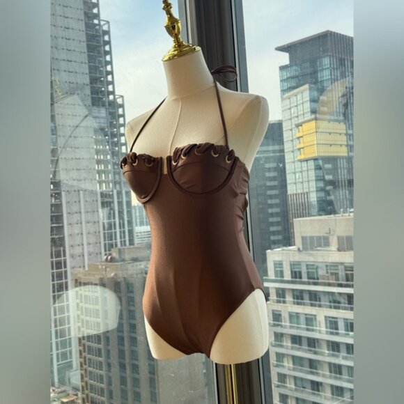🆕 ZIMMERMANN 🧿 NWOT Devi Balconette Eyelet 1PC Bathing Suit, Sz 1 US 4 - 6 - Picture 3 of 16